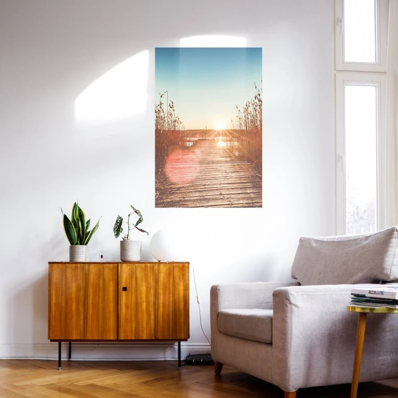 Poster 40x60cm im Hochformat, Bootsteeg Flüsse & Seen