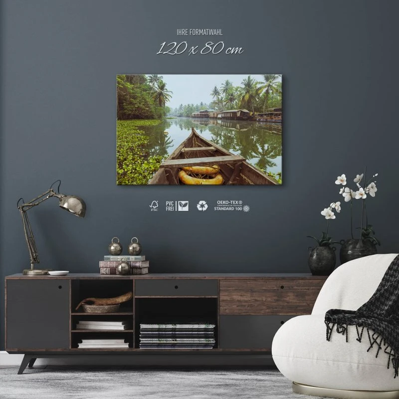 Flüsse & Seen Kumarakom Indien als Keilrahmenbild 120x80cm