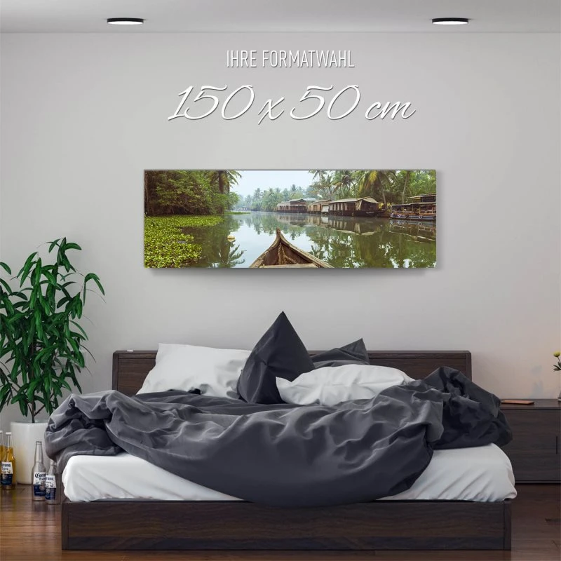 Alu-Dibond Bild 150x50cm groß Flüsse & Seen Kumarakom Indien