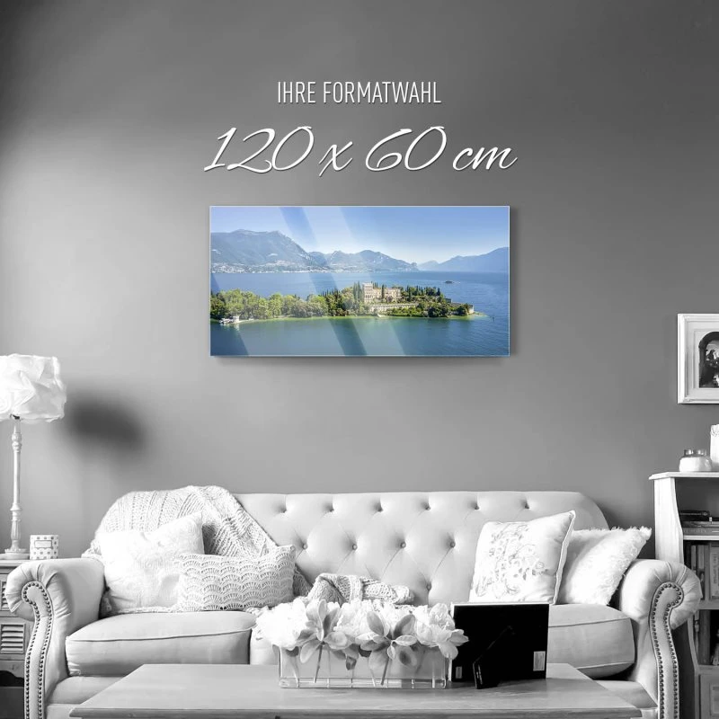 Strand & Meer Isola del Garda, Gardasee als Acrylglas Bild 120x60cm
