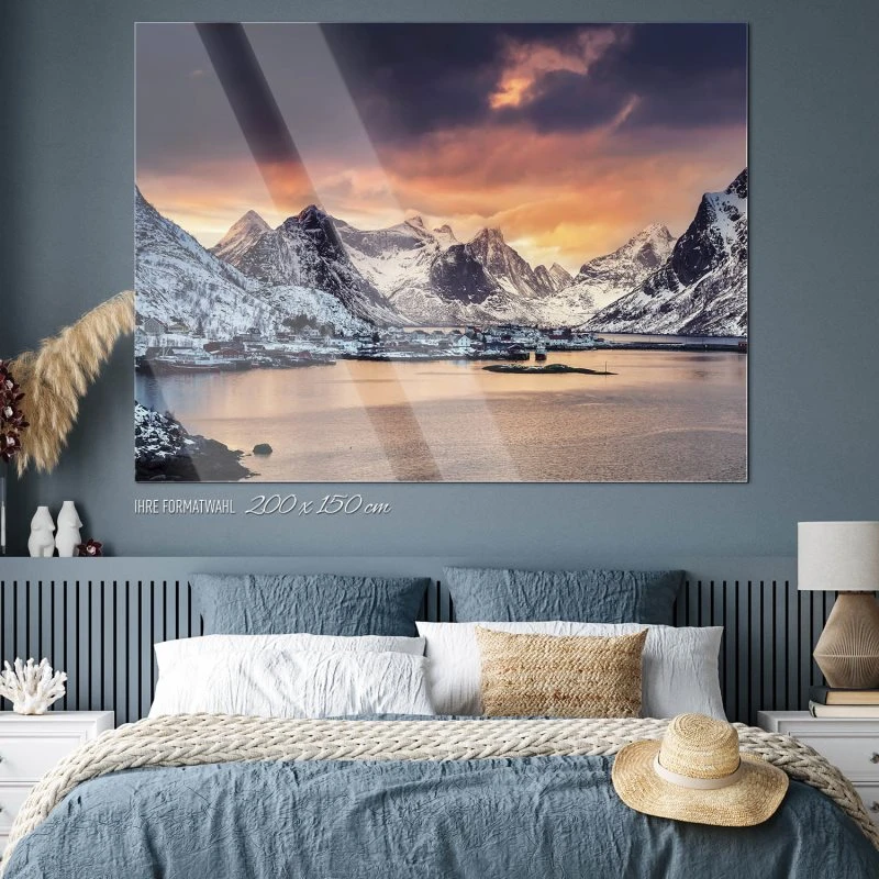 Berge & Gebirge Winter in Norwegen als Acrylglasverbund Bild 200x150cm