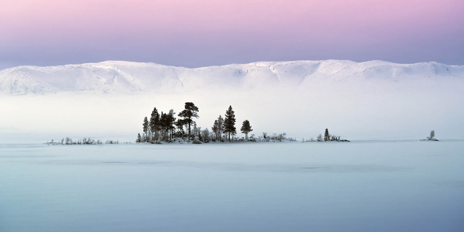 Panorama Alu-Dibond Bild 180x90cm Eis & Schnee Arktischer Winter in Norwegen