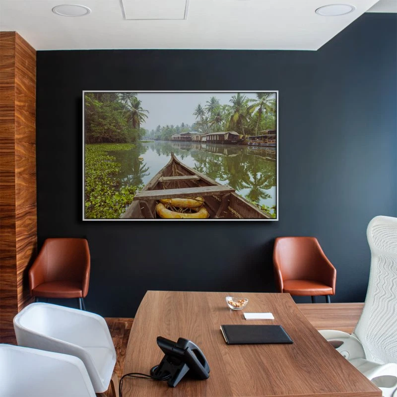 Flüsse & Seen Kumarakom Indien im weißen Bilderrahmen, 150x100cm