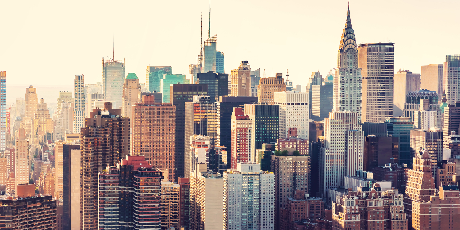 Skyline New York Vintage look als Keilrahmenbild 180x90cm