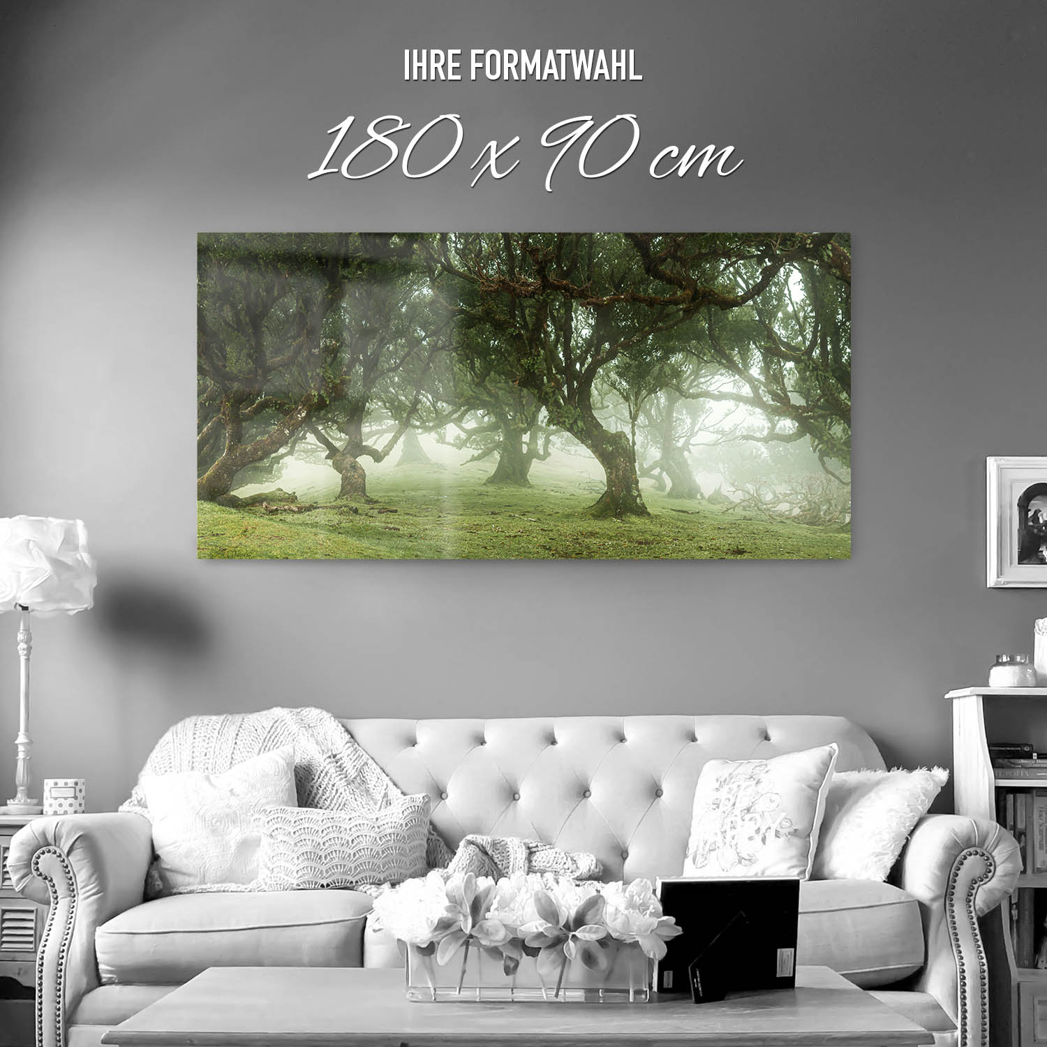 Panorama Acrylglasbild 180x90cm Wald & Bäume Nebel Gestalten
