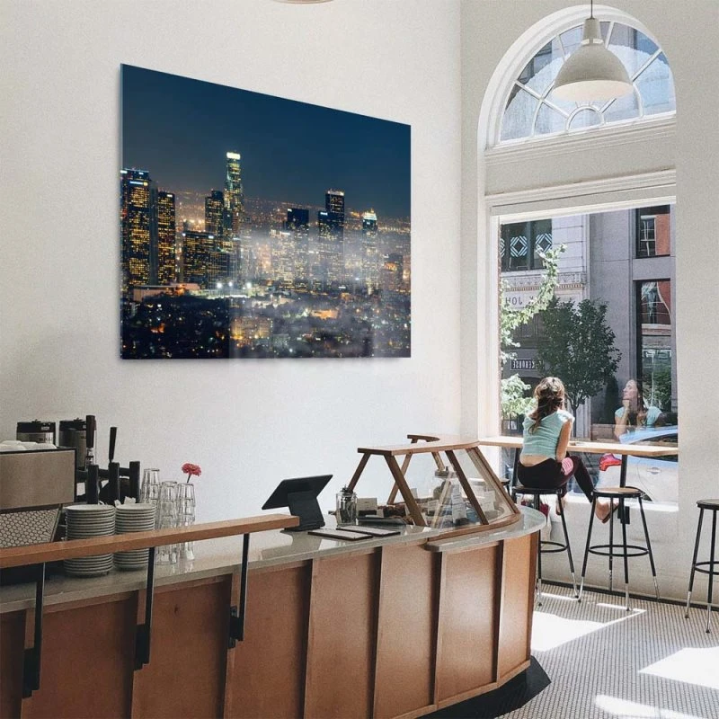 Skyline Los Angeles Nachts als Acrylglas Bild 50x50cm