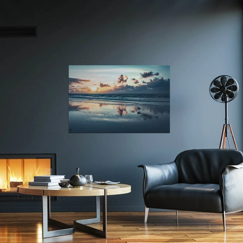 WandPoster 90x60cm Sonnenuntergang Nordsee, Strand & Meer