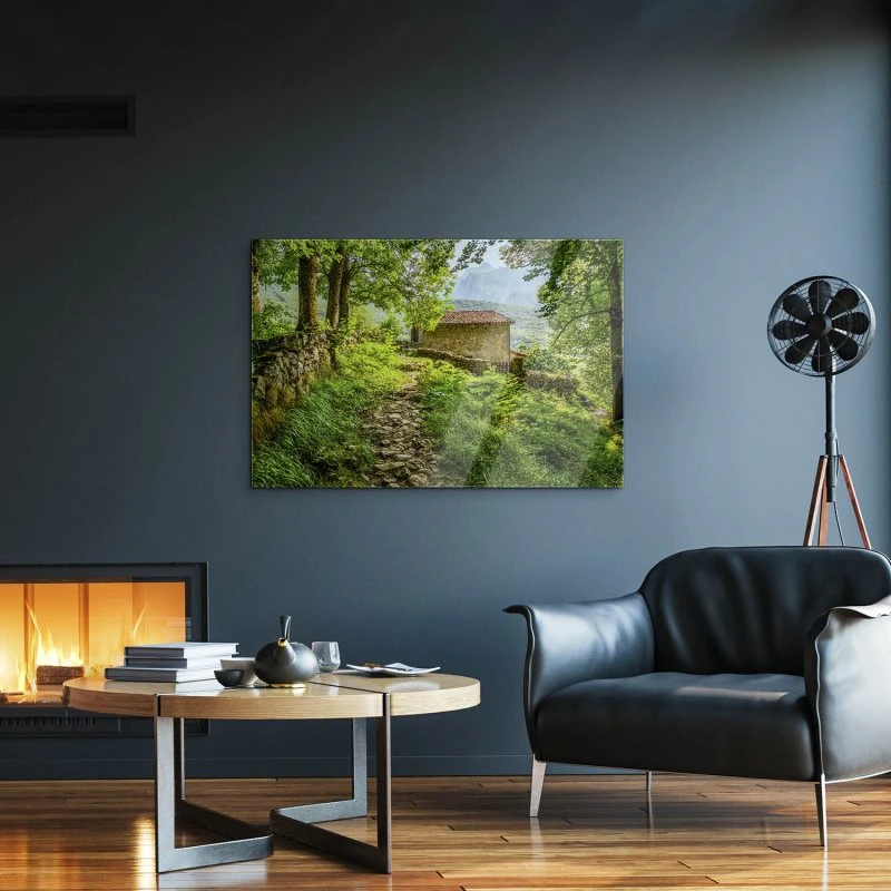 Acrylglasbild XXL, Berge & Gebirge Berghütte, Picu Urriellu, Spanien 160x120cm groß
