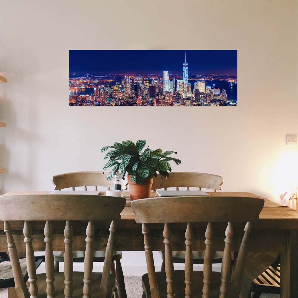 Poster Manhatten bei Nacht Skyline, 100x75cm groß