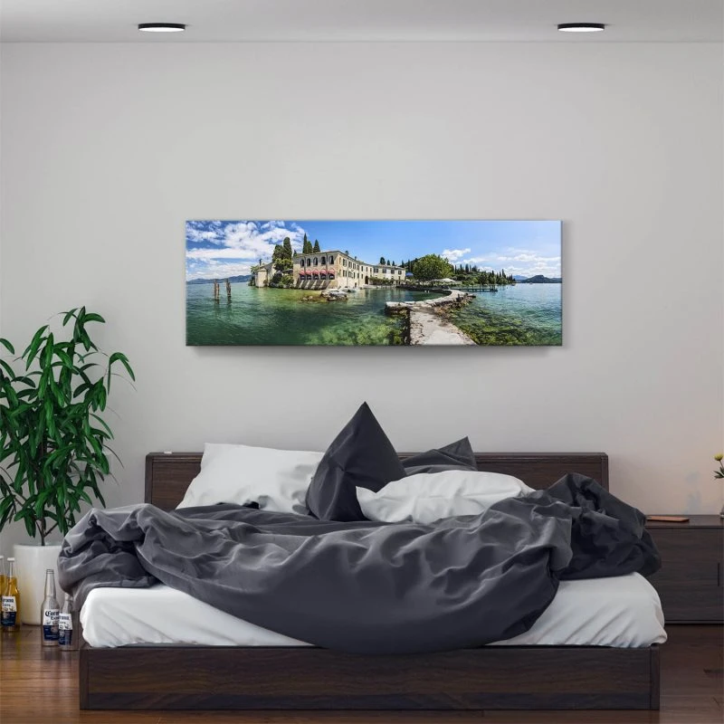 Strand & Meer Punta San Vigilio, Gardasee als Leinwand Bild 150x50cm