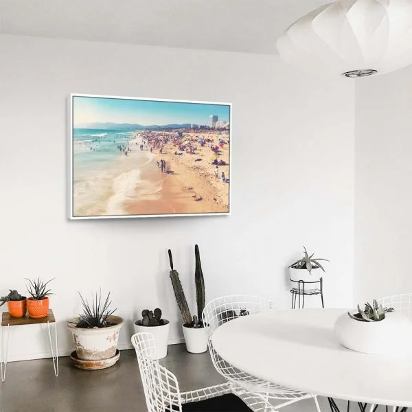 Strand & Meer Santa Monica Beach Los Angeles im weißen Bilderrahmen, 80x80cm