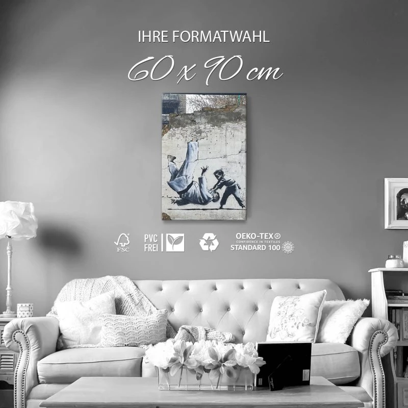 Leinwandbild 60x90cm Hochformat, Banksy Ukraine Judo