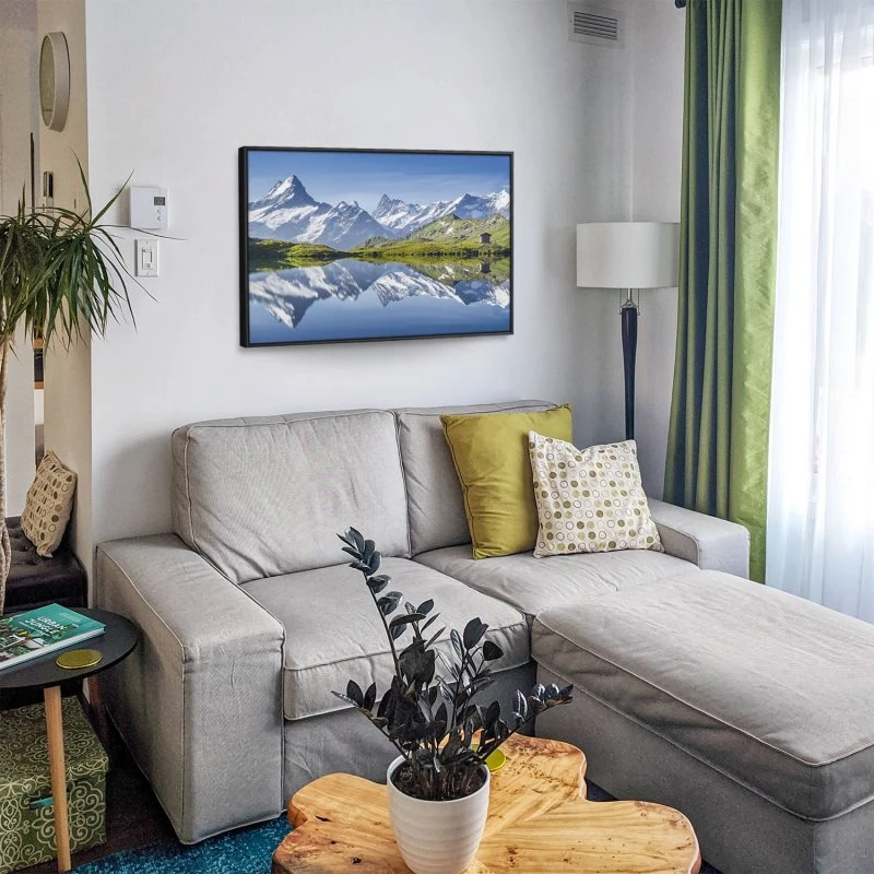 Berge & Gebirge Bachalpsee Schweiz im schwarzen Bilderrahmen, 120x60cm