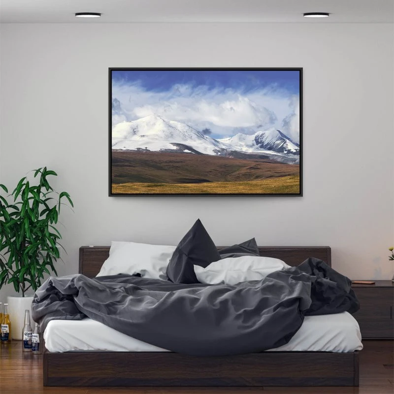 Berge & Gebirge Altai Ukok Russland im schwarzen Bilderrahmen, 160x120cm