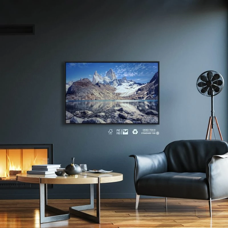 Berge & Gebirge Fitz Roy und  Cerro Torre im schwarzen Bilderrahmen, 160x120cm