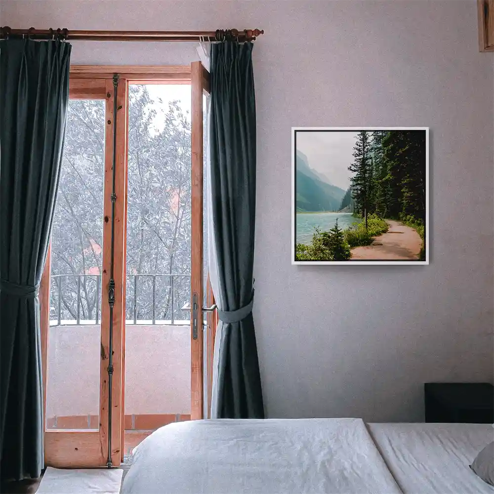 Flüsse & Seen Banff National Park Kanada im weißen Bilderrahmen, 80x80cm