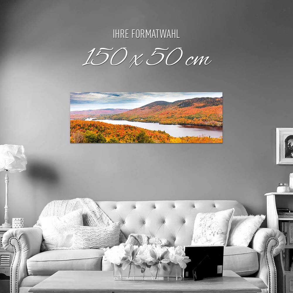 Panorama Poster 150x50cm, Wald & Bäume Indian Summer, Québec, Kanada