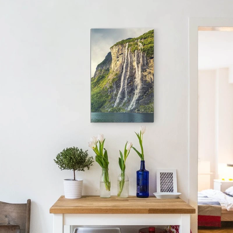Alu-Dibond Bild im Hochformat, Wasserfall Seven Sisters 60x90cm