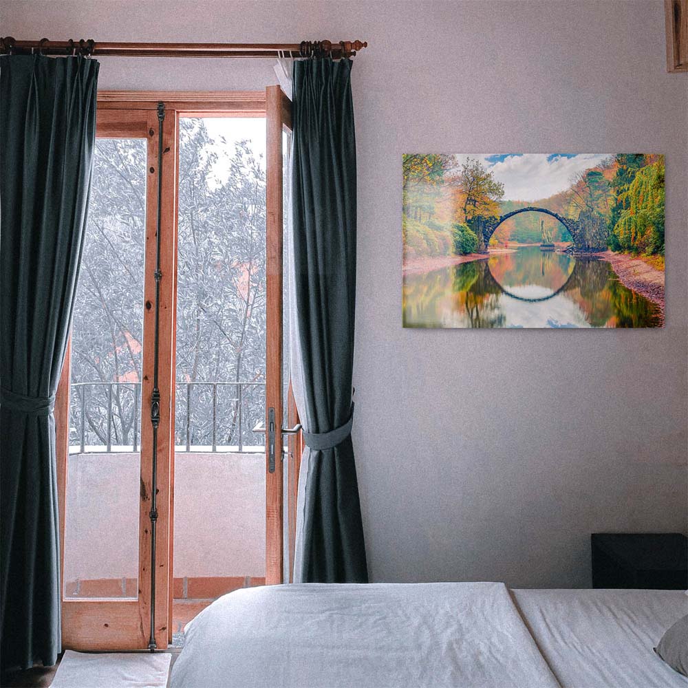 Panorama Acrylglasbild 180x90cm Wald & Bäume Herbst Rakotzbrücke, Kromlau