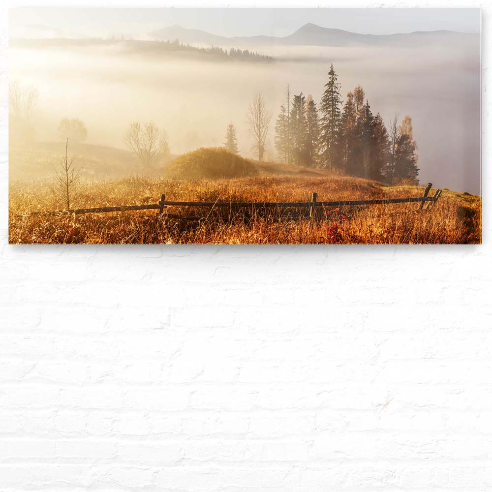 Panorama Acrylglasbild 180x90cm Wald & Bäume Herbst in den Karbaten