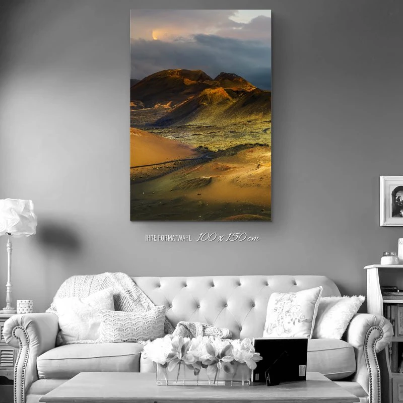 XXL Berge & Gebirge Alu-Dibond Bild im Hochformat 100x150cm, Motiv Lanzarote Spanien