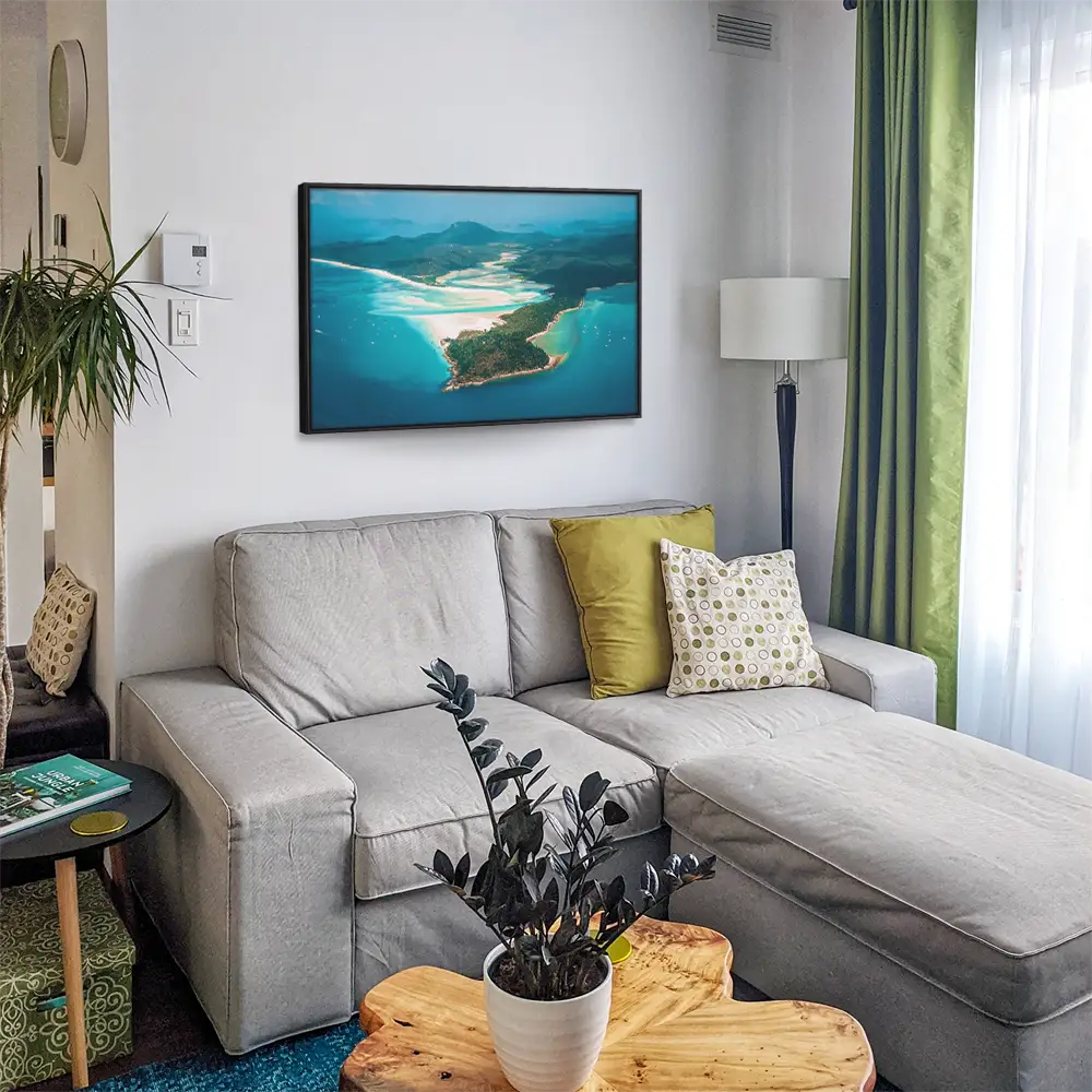 Strand & Meer Panorama Australien im schwarzen Bilderrahmen, 90x60cm
