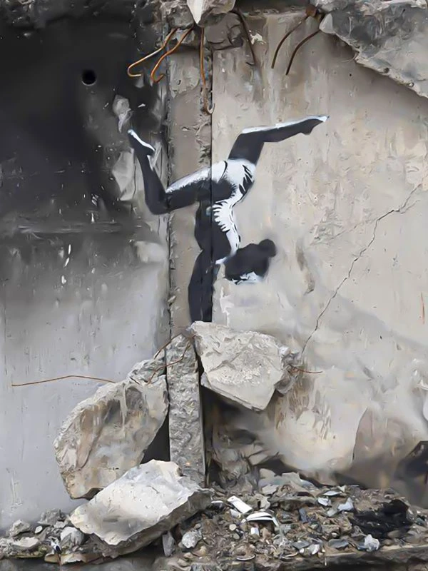Poster 60x80cm groß, Banksy Ukraine Handstand