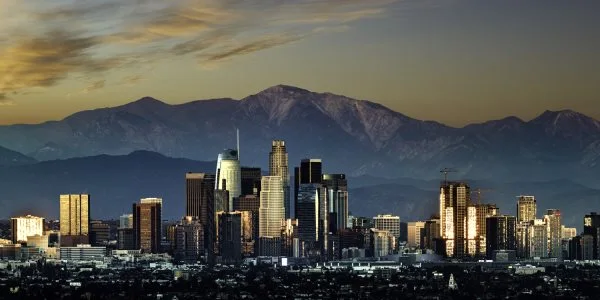 Skyline Los Angeles by night als Acrylglas Bild 120x60cm