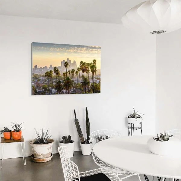 Skyline Los Angeles Palmen als Alu-Dibond Bild 50x50cm