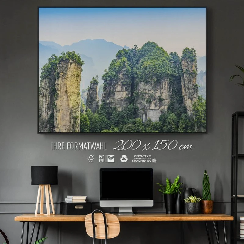 Berge & Gebirge Zhangjiajie Nationalpark im schwarzen Bilderrahmen, 200x150cm