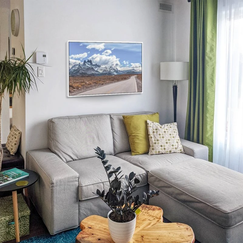 Berge & Gebirge Fitz Roy im weißen Bilderrahmen, 120x80cm