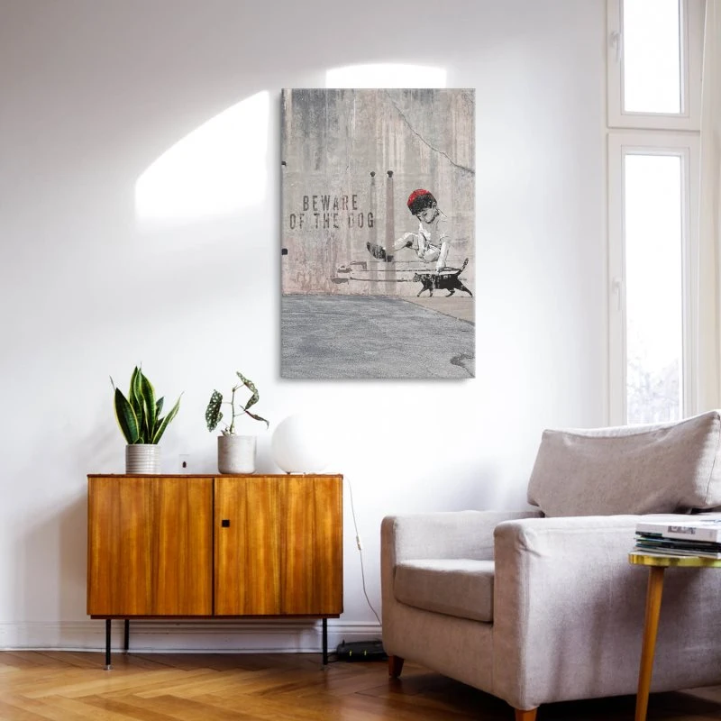 Leinwandbild 60x90cm Hochformat, Banksy Art Kid Cat