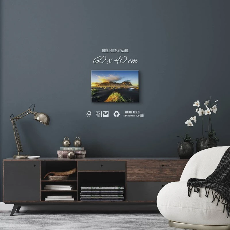 Leinwandbild Vestrahorn Island, Berge & Gebirge 60x40cm