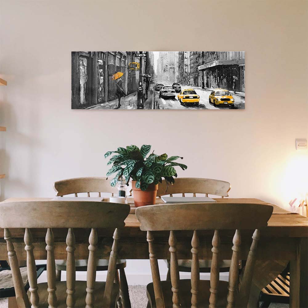 Panorama Acrylglasbild 180x90cm Skyline Gemäldeoptik, schwarz weiß, 