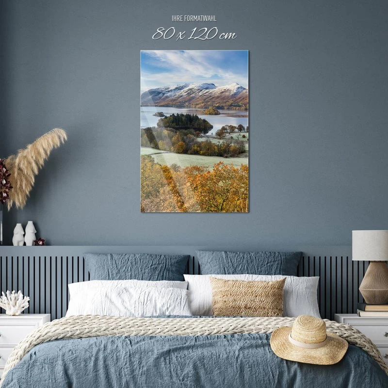 Hochformat Acrylglasverbund Bild, Berge & Gebirge Derwent Water England in 80x120cm größe