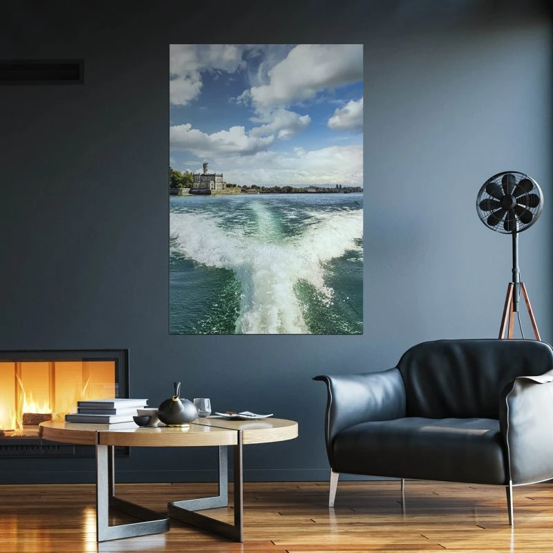Poster 40x60cm im Hochformat, Bootsfahrt Bodensee Flüsse & Seen