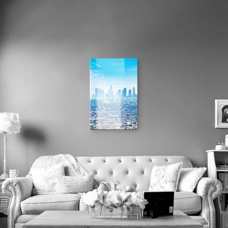 Skyline im XXL Hochformat, Los Angeles Panorama als Acrylglasbild 100x150cm