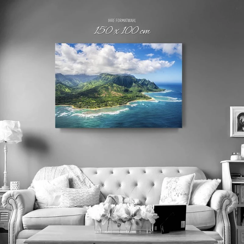 Berge & Gebirge Hawaii Klippen Insel Kauai als XXL Alu-Dibond Bild 150x100cm