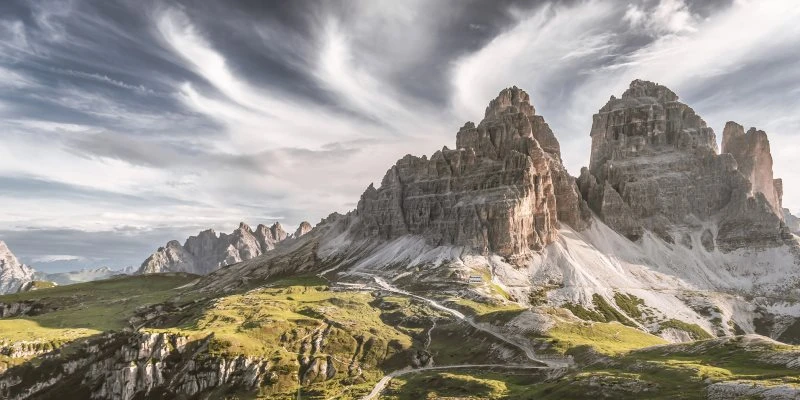 Berge & Gebirge 3 Zinnen Dolomiten als Alu-Dibond Bild 120x60cm