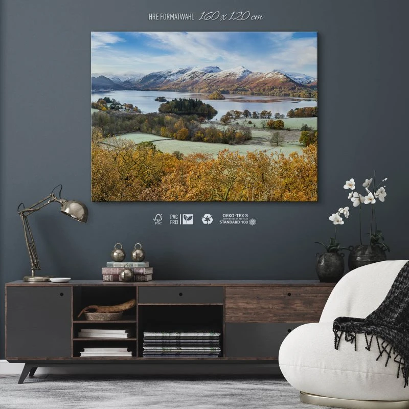 Keilrahmenbild groß, Berge & Gebirge Derwent Water England 160x120cm 