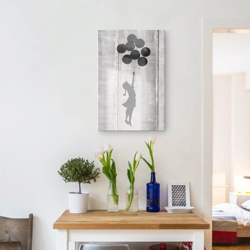 Banksy im XXL Hochformat, Girl with ballons als Acrylglasbild 100x150cm