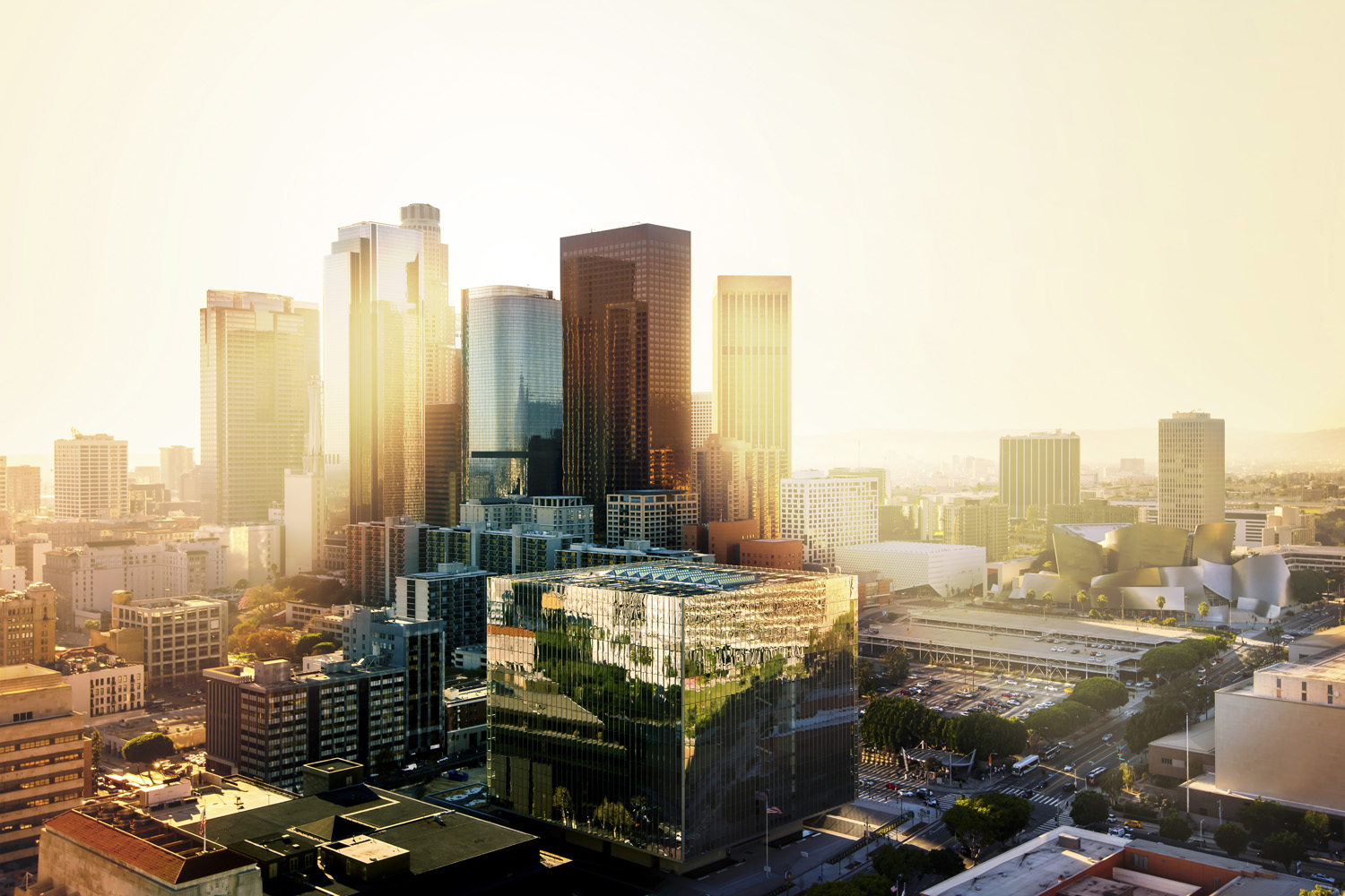 Skyline Los Angeles Sunset als Acrylglas Bild 90x60cm