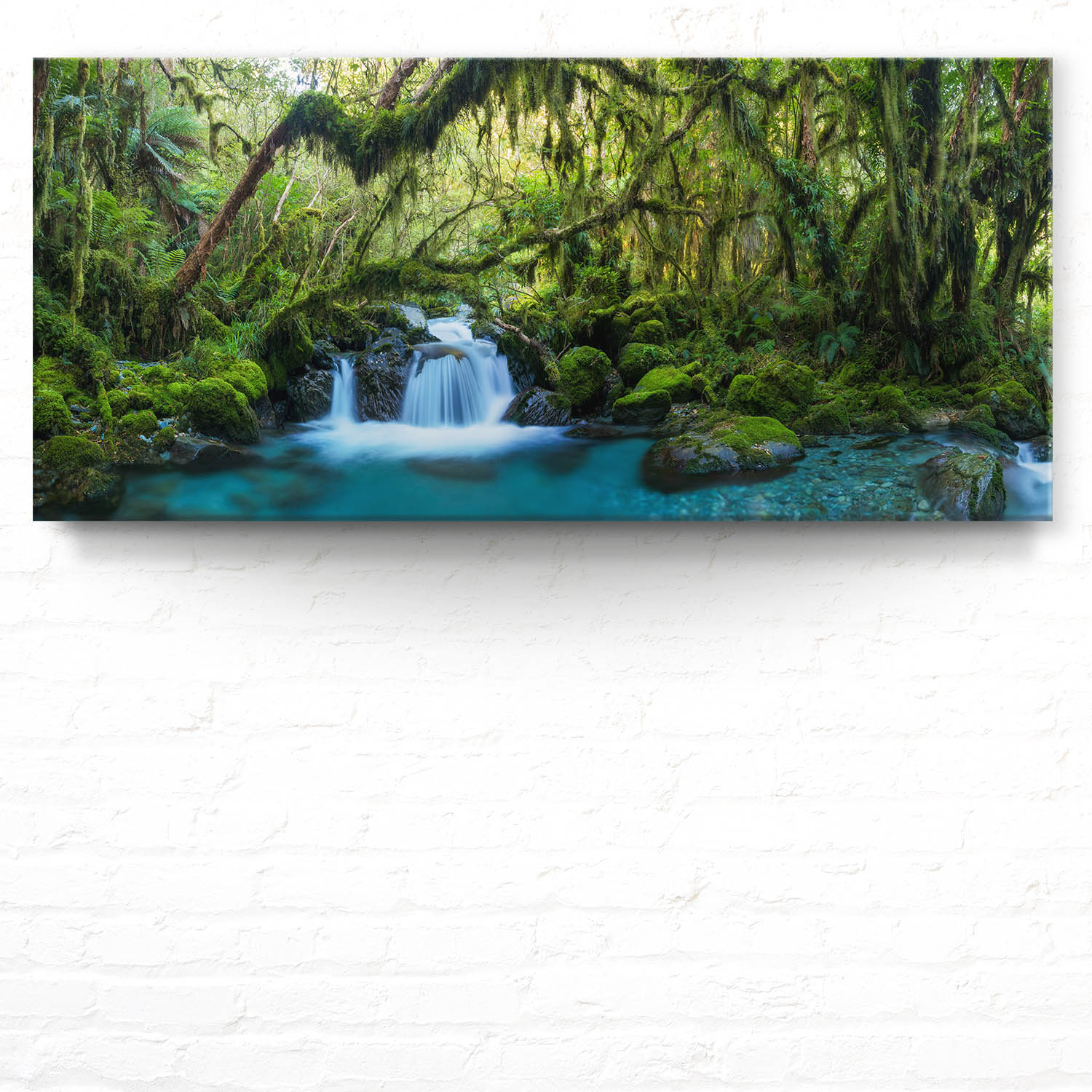 Leinwand Bild 110x50cm Dschungel, idylischer Bachlauf