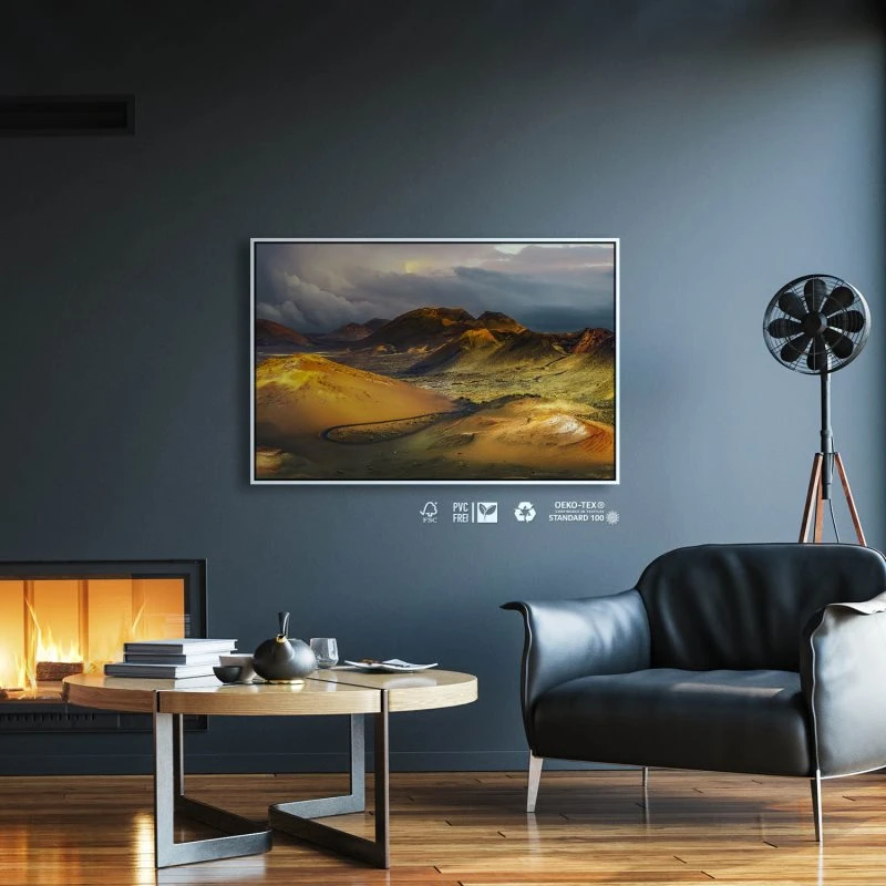 Berge & Gebirge Lanzarote Spanien im weißen Bilderrahmen, 120x60cm