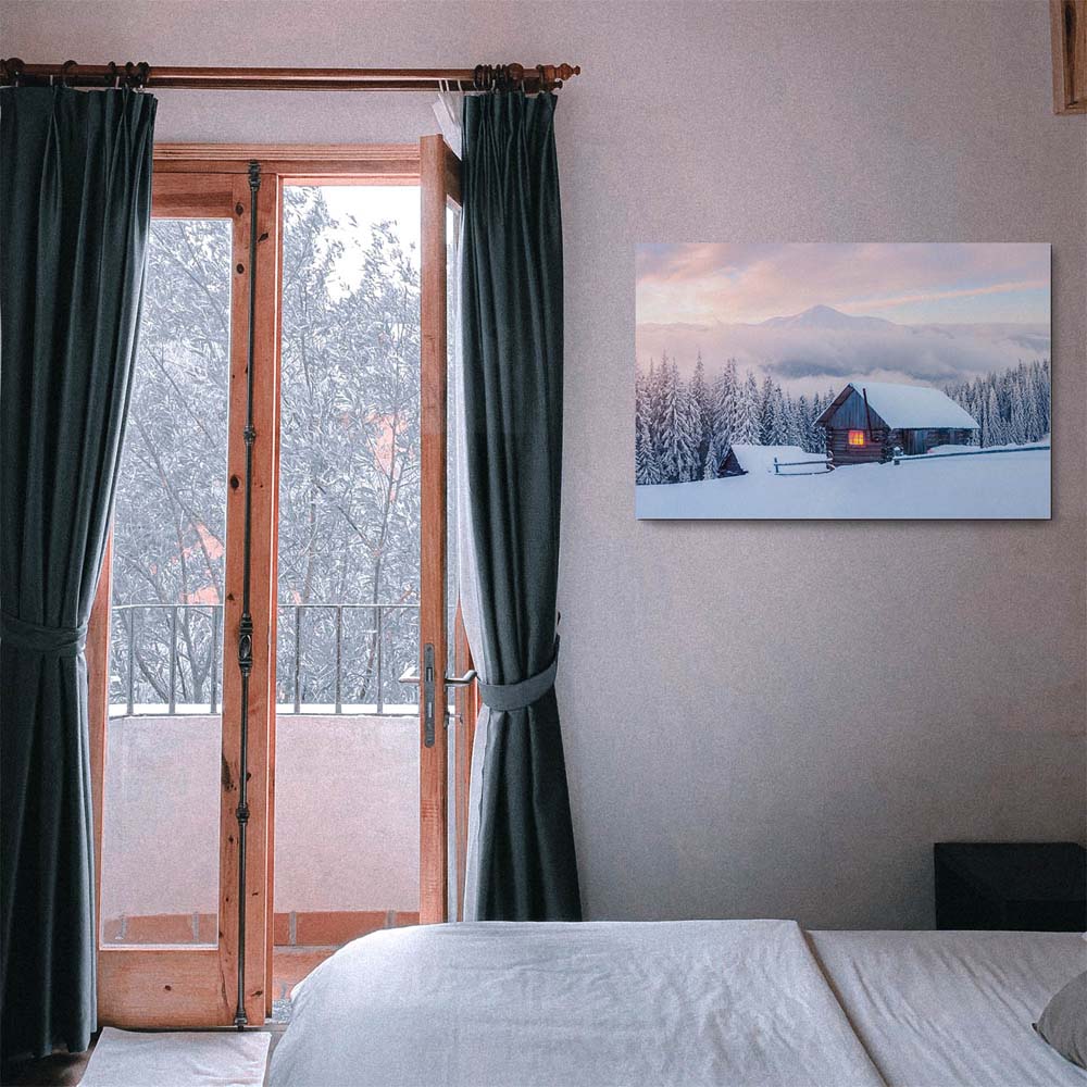 Alu-Dibond Bild Winterhütte, Berge & Gebirge, 100x75cm groß
