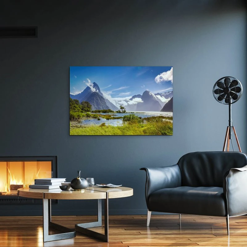 Berge & Gebirge Neuseeland Milford Sound Fjord als Alu-Dibond Bild 90x60cm