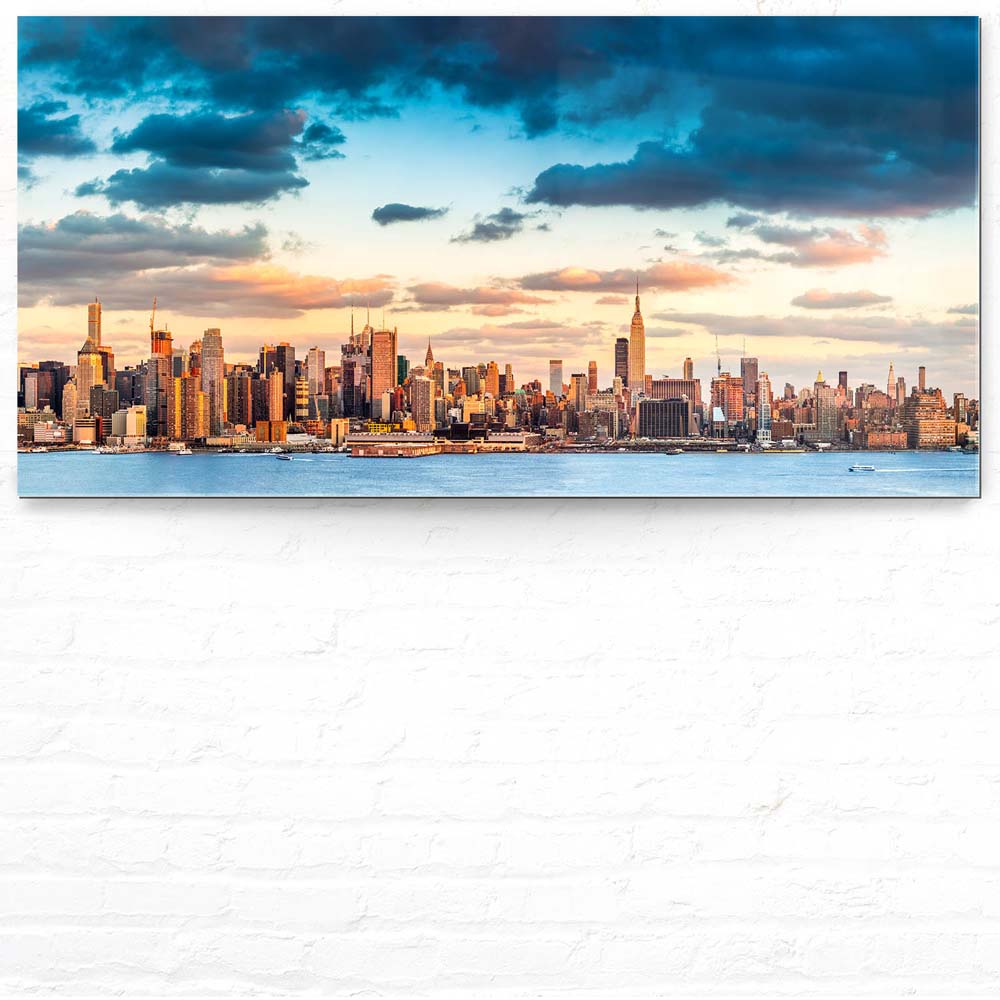 Skyline Panorama von New York als Acrylglasverbund Bild 180x90cm