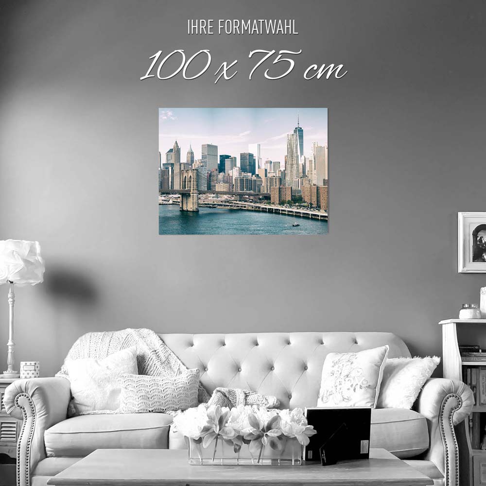 Poster NYC Manhatten mit Bridge Skyline, 100x75cm groß