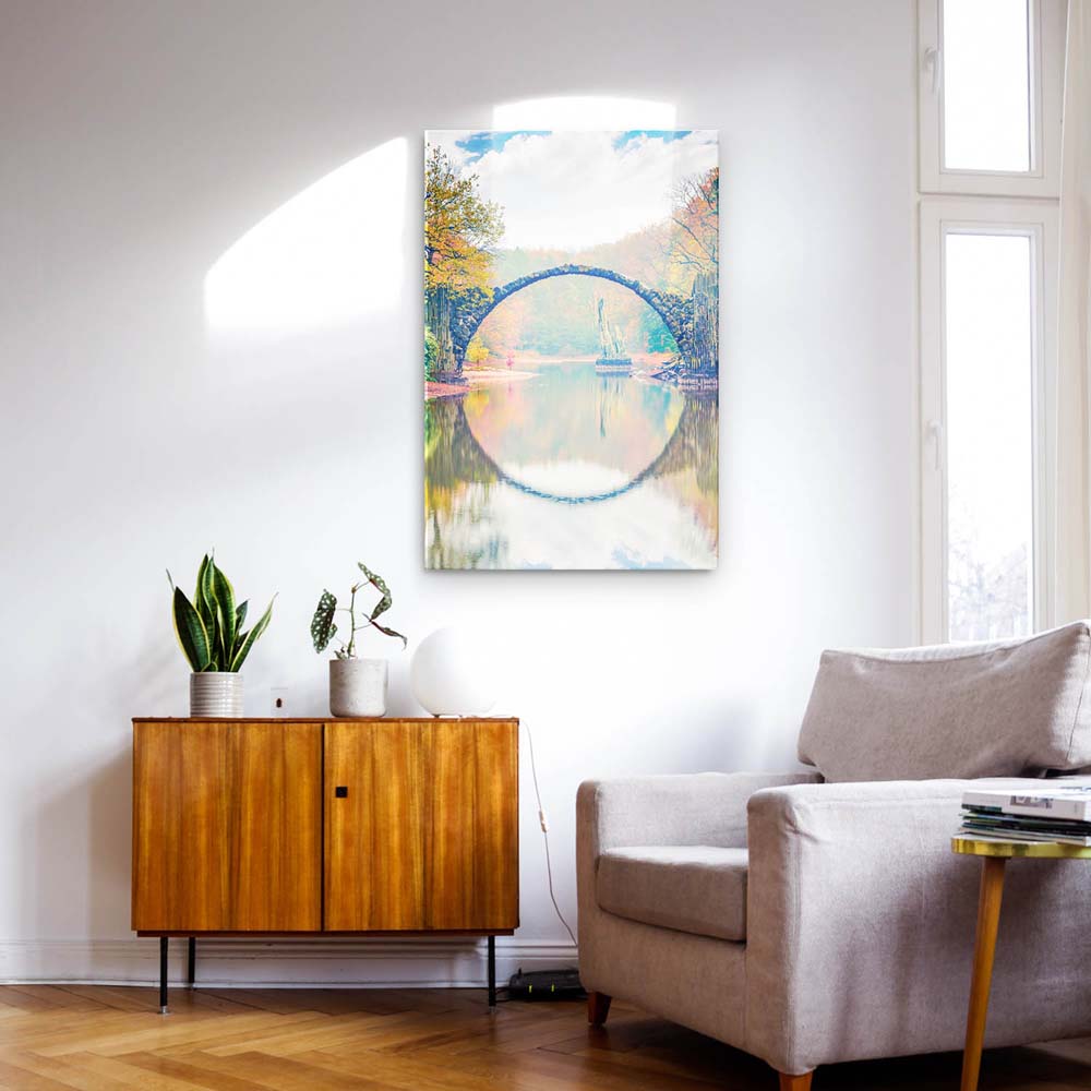 Panorama Acrylglasbild 180x90cm Wald & Bäume Herbst Rakotzbrücke, Kromlau