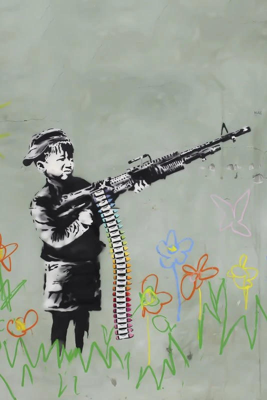 Keilrahmenbild Hochformat, Banksy Art, Child Soldier 60x90cm groß